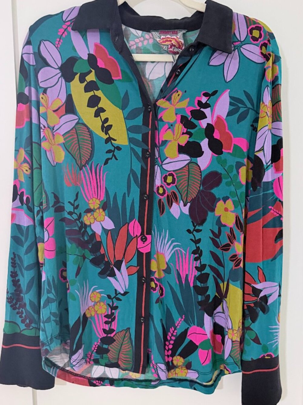 Johnny Was Janie House of Flores Floral Button Front Top Size M